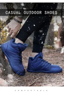 Close-up of the thick blue fleece lining inside the thermal outdoor hiking boots