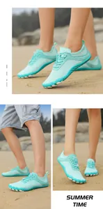 Detail of mint green quick-dry aqua shoes with breathable mesh and anti-slip sole