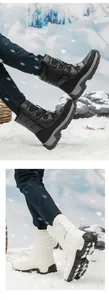 Waterproof heavy-duty outdoor snow boots with non-slip thick rubber soles and warm plush lining