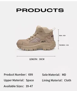 Detaillierte Größenangaben und Abmessungen für khakifarbene Outdoor-Taktikstiefel