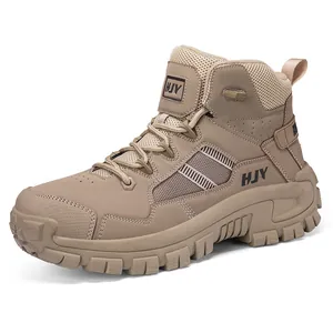 Heren Tactische Laarzen Outdoor Wandelen Combat Mid-Top Antislip Waterdicht Slijtvast Microvezel Veiligheidsschoenen