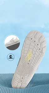 Detalle de la suela de goma blanca antideslizante con agarre todoterreno para deportes