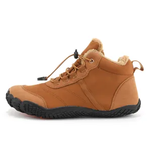 Botas de nieve marrones para hombre con forro cálido de felpa y suela de goma antideslizante