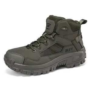 Armeegrüner taktischer Wanderstiefel mit rutschfester Gummisohle und Zehenschutzkappe