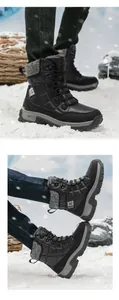 Detail view of winter snow boots with fleece lining and anti-slip thick soles