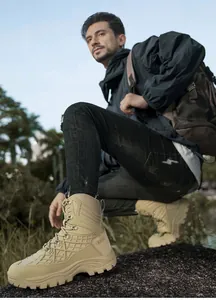 Close-up of khaki tactical boot featuring rugged sole and A533 model detail on the heel