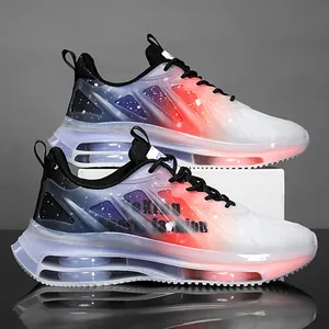 Zapatos de Correr con Cámara de Aire Degradada para Hombre Absorción de Impactos Zapatillas de Malla Moda Casual para Deporte Diario