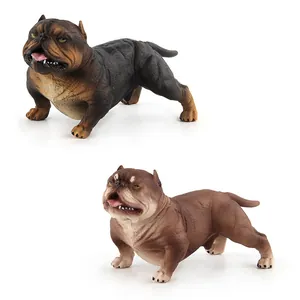 Lifelike 13cm American Bully dog models with muscular texture and standing posture