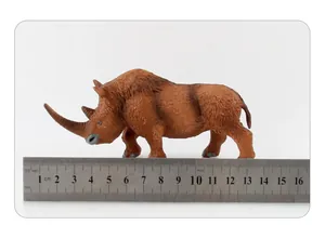 Detailed view of prehistoric woolly rhino model showing textures and size measuring 14.5cm