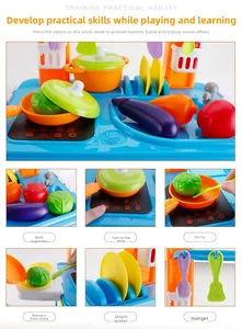 Macro detail of kids kitchen play set with realistic light, sound and toy food