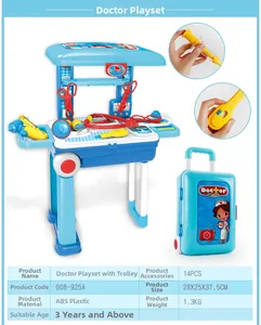 Kids doctor kit suitcase toy showing medical station mode and 14 accessories
