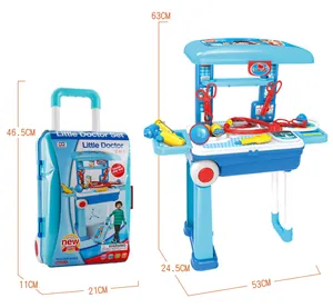 Detailed view of children's 2-in-1 medical trolley case showing folded and open dimensions