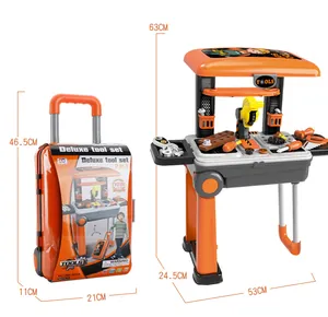 Detail showing 2-in-1 tool set storage case transforming into a double-layer workbench