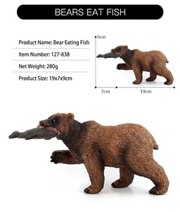 Detailed bear catching fish model toy with 19x7x9cm dimensions and weight specifications