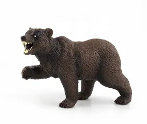 Detailed macro view showing realistic fur texture and teeth of a brown bear animal toy