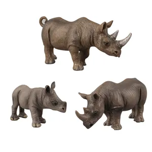 Realistic Rhinoceros Model Toy PVC Solid Animal Figure For Kids Early Education Home Decor Simulated Rhino Family Set