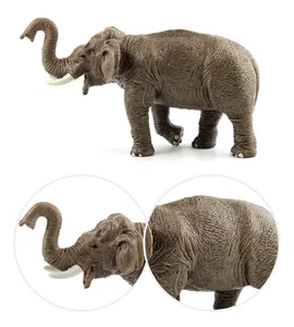 Macro detail of the lifelike wrinkled skin texture and tusk on the solid elephant model