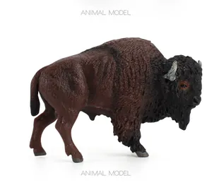 Vue latérale détaillée d'une figurine de bison réaliste avec texture de poils fine