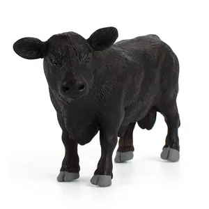 Realistisches Massives PVC Schwarz Angus Stier Tiermodell Handbemalte Kuh Figur Pädagogisches Spielzeug Home Office Schreibtisch Deko