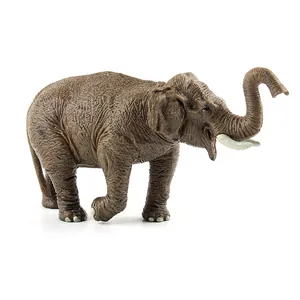 Realistic African elephant animal model toy with detailed skin texture on white background