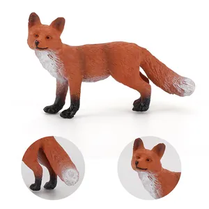 Realistic red fox animal model figurine with detailed fur texture on white background