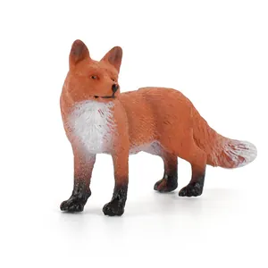 Realistic red fox animal model figurine with detailed fur texture on white background