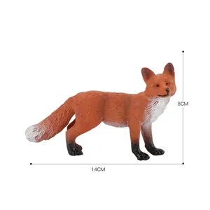Realistic orange red fox animal model figurine with dimensions 14x8cm for kids education