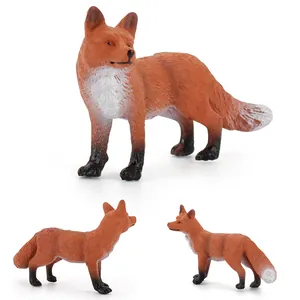 Lifelike red fox wildlife model toy with realistic fur texture on white background