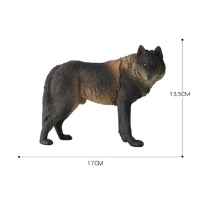 Lifelike gray wolf realistic animal model toy figurine, 17cm length for kids education