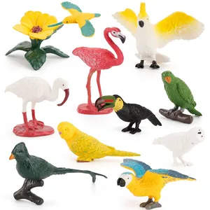 Modelos de Aves de PVC Realistas Simulación Loro Flamenco Tucán Colibrí Figuras Educativas Juguetes Decoración de Escritorio Niños
