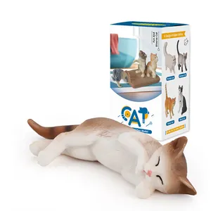Lying striped kitten PVC figure with blind box packaging for cat lovers and collectors