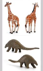 Detailed realistic giraffe and pangolin animal figures for educational kids play