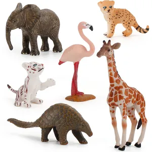 Realistic Wild Animal Figure Giraffe Elephant Tiger Flamingo Leopard Pangolin Models Solid PVC Educational Toys Gift For Kids