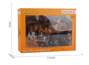 Detailed packaging dimensions for the 4-piece wildlife animal model set for kids 3-8