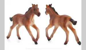 Detailed front and back views of a realistic brown horse animal model toy for kids