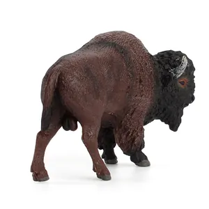 Figurine réaliste de bison d'Amérique avec texture de fourrure brun foncé détaillée