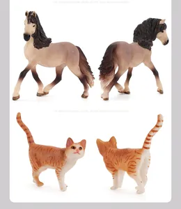 Detailed front and back views of realistic toy horse and orange tabby cat models