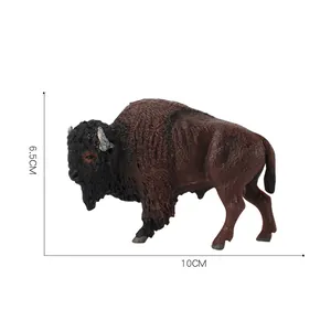 Figurine de bison réaliste marron foncé, longueur 10 cm et hauteur 6,5 cm, modèle solide