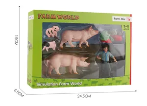 Details zur Verpackung des Bauernhof-Sets mit Schweine-Modellen und einer Farmer-Figur