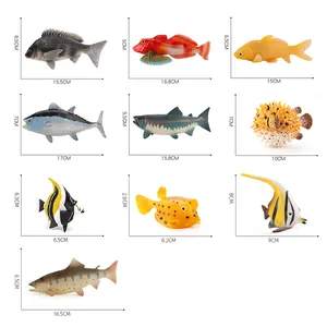 Realistic 10-piece fish model set including tuna and salmon for educational toy display