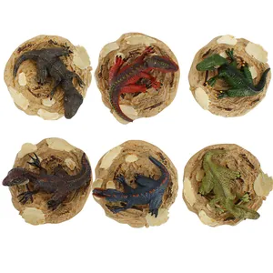 Set van 6 realistische dinosaurus babyfiguren op rotsbases voor speelgoedcollectie