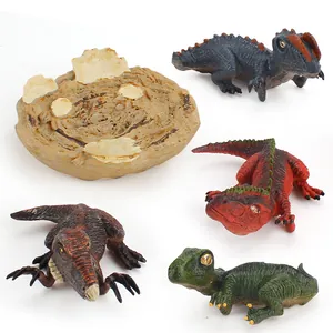 5-delige set babydinosaurussen inclusief vier kleurrijke raptors en een gesimuleerd nest