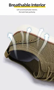 Detail des Mesh-Gewebes und des atmungsaktiven Futters der olivgrünen Herrenschuhe