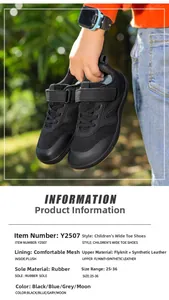 Détail de la maille respirante et de la sangle auto-agrippante sur les chaussures pieds nus enfant