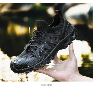 Water-resistant quick-drying mesh hiking shoes with durable rubber anti-slip sole for outdoor use