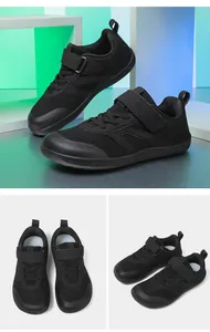 Chaussures pieds nus noires pour enfants avec maille respirante et semelle antidérapante