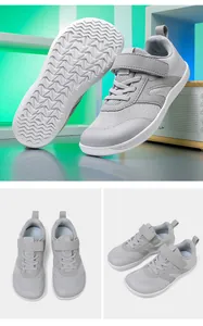 Détail de baskets pieds nus pour enfants avec mesh respirant et semelle en caoutchouc antidérapant
