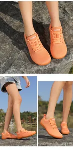Detailansicht orange Barfußschuhe mit atmungsaktivem Mesh und flexibler Sohle
