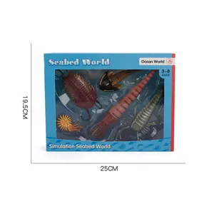 Educational marine animal toy set in blue window box with prehistoric sea life models