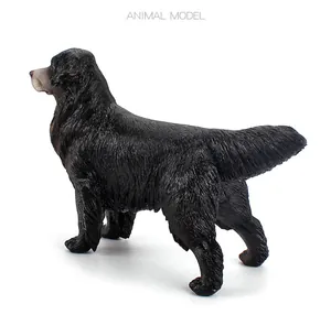 Detailed view showing the lifelike hair texture of a 22cm black dog animal model